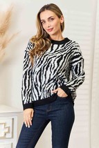 Heimish Full Size Zebra Print Sweater - £24.39 GBP