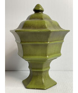 Haeger #721 Medium Hexagon Canister Ceramic Indigo Green Beige With Lid ... - $21.73