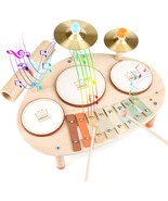 Drum Set - 9 In 1 Musical Instruments For For Toddlers 1-3, Wooden Monte... - $43.98