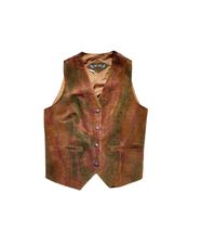 Vintage 70s Women Western Ranch Aztec Suede Ranch Vest L - $54.45