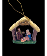 Nativity Christmas Ornament Vintage Ceramic Mold Painted 3D Mary Joseph ... - $16.69