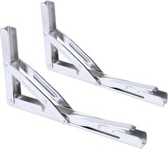 2 PCS - 12&quot; Inch Stainless Steel Heavy Duty Folding Shelf Table Bracket 550 lb A - £17.92 GBP