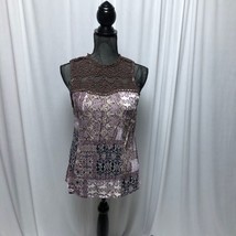 Maurices Top Womens Small Purple Brown Lace Open Back Sleeveless Shirt - £9.36 GBP