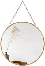 10" X 10" Hanging Circle Mirror Wall Decor Gold Round Mirror With, Entryway. - $39.95