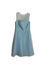 Daves Bridal Womens Dress Size 2 Baby Blue Sleeveless Ilusion Tulle Lace Formal - £19.78 GBP