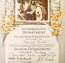 1924 Intermediate Department Promotion Certificate Signed Religious Main... - $733.36 MXN