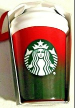 Starbucks Christmas 2021 Ceramic Cup Ornament Red And Green NEW - $21.77