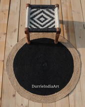 100% Natural Jute Reversible Round Braided Style Rug Living Modern Area Rug - £56.83 GBP