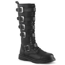DEMONIA Men&#39;s Goth Combat Lace Up Buckle Straps Black Knee High Boots 12 - $89.95