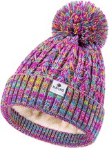 Kids Toddler Winter Hat with Pom Pom, Kids Beanie Hats (Size:2-7Y, Rainbow) - $12.86