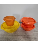 8 Piece Vintage Tupperware Bowl Set Harvest Yellow Orange Brown 836, 840... - $206.79 MXN