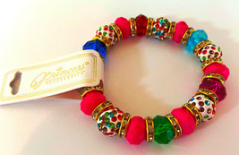 Bracelet: 3-7&quot; Double-stretch Elastic Duro Dipped Multi CRYSTAL/BEADS/RHINESTONE - £2.30 GBP