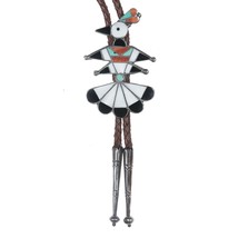 40&#39;s-50&#39;s Zuni silver channel inlay bird bolo tie with handmade tips - £292.46 GBP