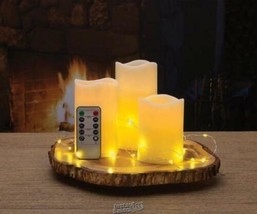 5-Piece LED Lights Pillar 3 Flameless Candle Set Holiday Christmas Centerpiece - £14.85 GBP
