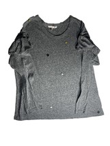 Sundry Women&#39;s Shirt Size 0 / XS Star Top Gray Long Sleeves Ruffles - £16.87 GBP
