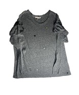 Sundry Women&#39;s Shirt Size 0 / XS Star Top Gray Long Sleeves Ruffles - £16.62 GBP