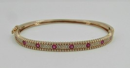 4.20CT Round Cut Simulated Ruby Bangle Bracelet  Gold Plated925 Silver - £163.53 GBP