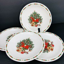 Ten Strawberry Street O Christmas Tree Holiday 1987 Desert Plate 4 Pc Salad - $39.99