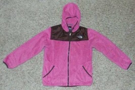 Girls Jacket Fleece The North Face Dark Pink Black Hooded Coat GUC- size... - £14.86 GBP