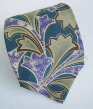 Chaps Ralph Lauren 100% Silk 1980s Neck Tie Abstract Tropical Floral Print USA - £11.47 GBP