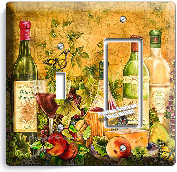 RUSTIC TUSCAN KITCHEN WINE BOTTLE WINE GLASS LIGHT SWITCH OUTLET ART WALL PLATES Item image 13