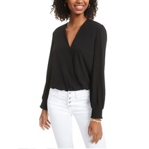 Material Girl Juniors M Black Surplice Neckline Long Sleeve Bodysuit NWT... - €17,01 EUR