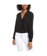 Material Girl Juniors M Black Surplice Neckline Long Sleeve Bodysuit NWT... - €17,01 EUR