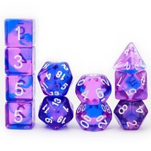 11 Piece Dice Set Extra D6 D20 For Dungeons And Dragons 5E Rpg Games-Blue Purple - £15.73 GBP