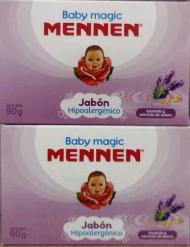 4X BABY MAGIC MENNEN JABON BEBE LAVANDA Y AVENA / LAVENDER BABY SOAP 4 o... - $19.78