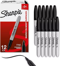 Black Sharpie Fine Point Tip Permanent Marker Pens - BRAND NEW 12 PACK - £8.92 GBP