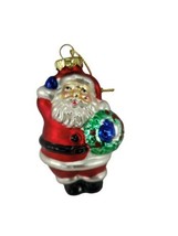 Vintage Thomas Pacconi Blown Mercury Glass Christmas Tree Ornament Santa Wreath  - $16.77