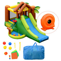 Inflatable Bounce House Jungle Jumping Bouncer Double Slides Park W/ Blower - £397.70 GBP