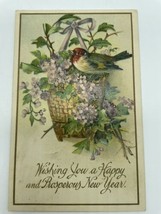 Winsch New Year Song Birds on Branches c1909 Vintage Postcard Floral - £5.30 GBP
