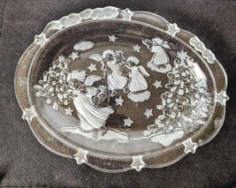 Mikasa Holiday Lights Angels Candy Dish Oval Platter Crysta Frosted Glas... - $19.88