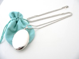 Tiffany &amp; Co Silver Large Oval Locket Necklace Pendant 28 In Chain XL Gift Love - £976.79 GBP