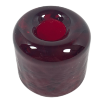 Pottery Barn Set 6 Mini Taper Candle Holders Glass Dark Ruby Red New In Box - $15.59