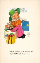 Artist Mabel Lucie Attwell Girl Luggage Ticket I Do Think of You Postcard W8 - £15.67 GBP