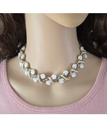Vintage White Lucite Aurora Borealis Choker Necklace - $57.42