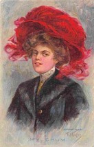 My Chum Beautiful Woman Red Hat E H Kiefer Artist Signed Bamforth postcard - £6.19 GBP