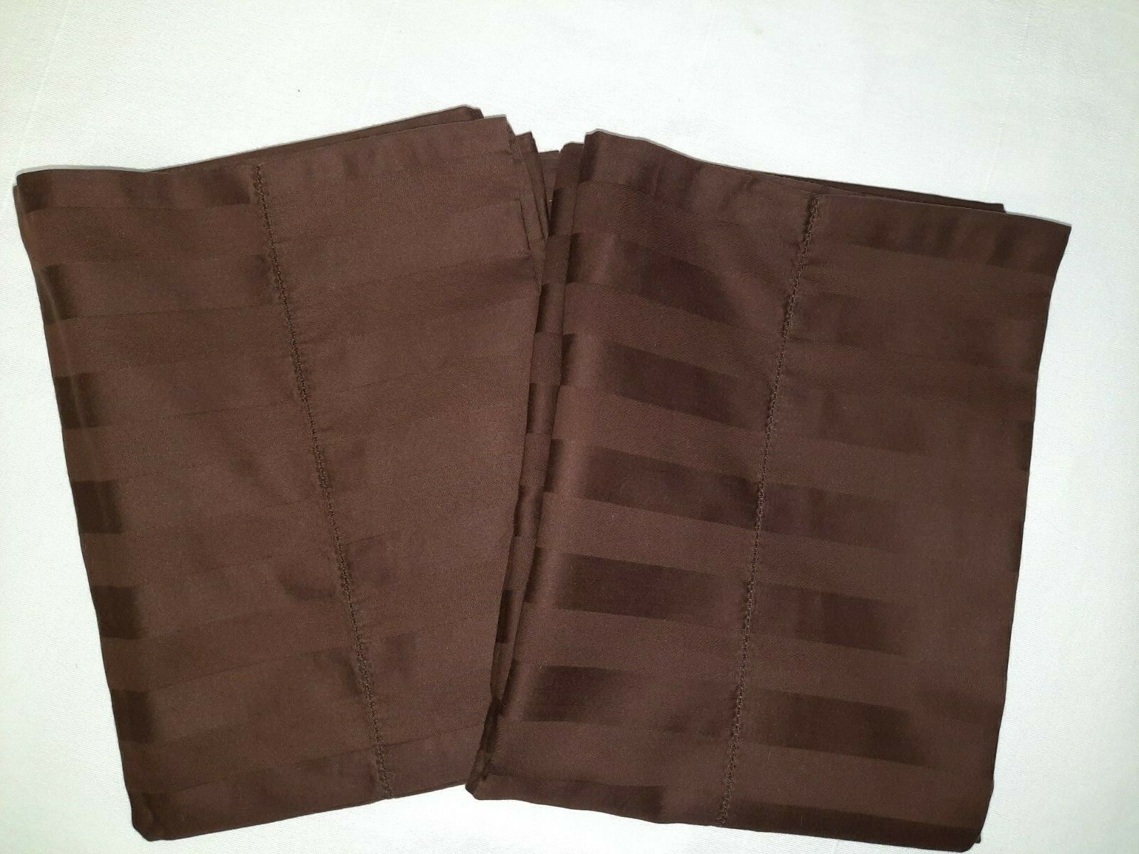Primary image for Pair of Charter Club Damask Standard Queen Size Dark Brown Stripes Pillowcases