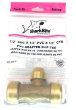 Transition Pipe Tee 1/2&#39;&#39; Push-to-Connect, DZR Brass, 200-psi, SharkBite... - $11.51 CAD