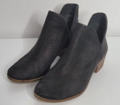 Lucky Brand Boots Womens 9 Black Baley Leather Perforated Ankle Booties Shoes - £19.97 GBP