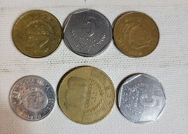 Vintage Lot Of 6 Different Costa Rica Coins 1980s 1990s 2005 Colones - $9.30