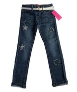 NWT Betsey Johnson Girls Sz 5 Star Embellished Med Wash 5 Pocket Zip Jea... - $14.84