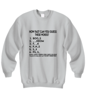 Funny Adult Sweatshirt Guess These Words Ash-SS  - £21.67 GBP