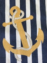 Nautical Anchor Table Runner 13 X 70 Navy Blue &amp; White Stripe Beach Summ... - $36.14