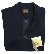 NEW Bobby Jones Collection Golf Shirt  M  Dark Navy With Plaid Placket  ... - £93.81 GBP