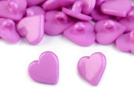 5 pcs Heart Buttons, Purple Plastic Heart 15x15mm - £2.90 GBP