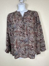 Roz &amp; Ali Womens Plus Size 2X Paisley Popover Top Long Sleeve - £11.23 GBP