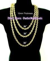 Mens Hip Hop 14K Gold Plated 8mm Solid Rope Chain Necklace 18&quot; 20&quot; inch - £6.99 GBP+
